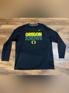 Oregon Ducks Nike Long Sleeve Oregon Knows Tee Black Size XXL NWT!! Performance